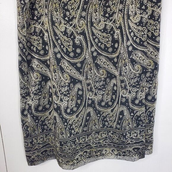 Womens Maxi Skirt Paisley Dark Goth Witchy Whimsigoth Wrap Front Boho 8 Lined - Picture 3 of 11